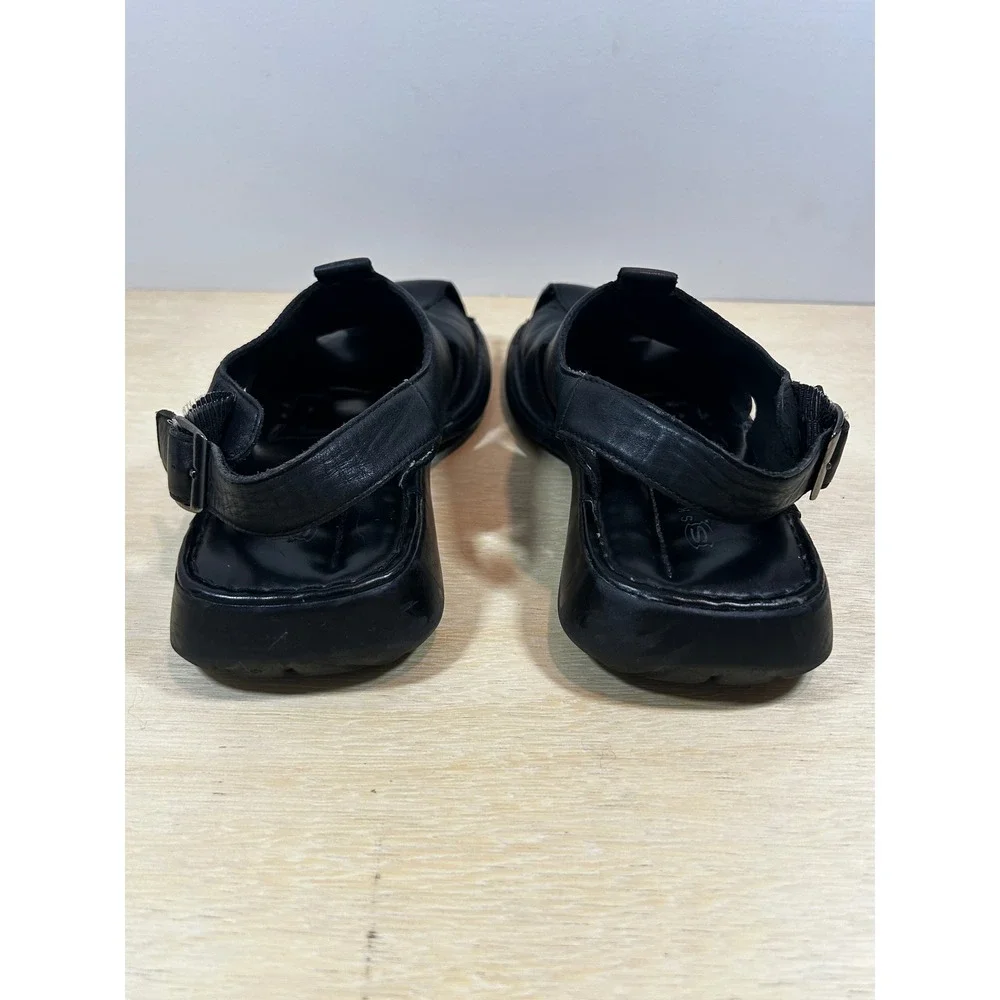 Skechers Collection Mens Black Leather Fisherman Sandals 70193 Size 10